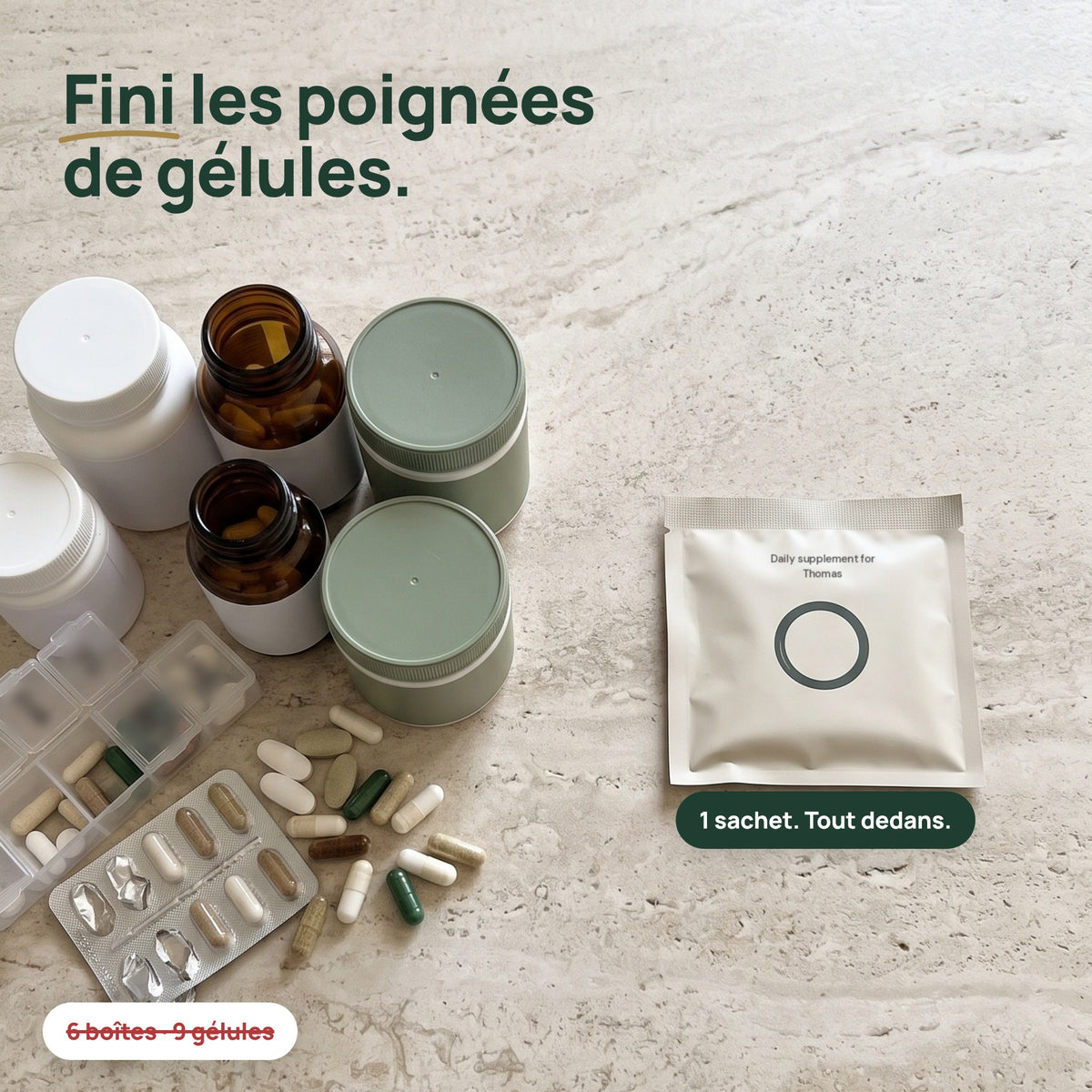 Un sachet NutriOne à la place de plusieurs boîtes de gélules