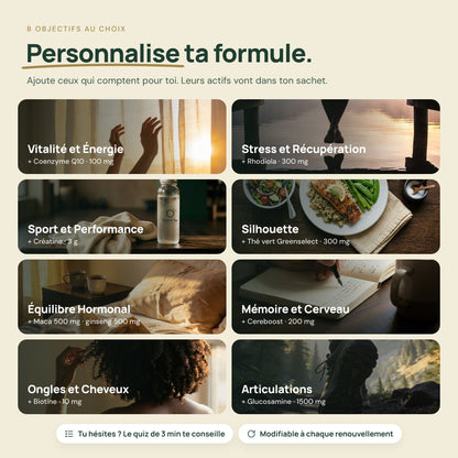 Les 8 objectifs à ajouter à ta formule NutriOne, avec leur actif